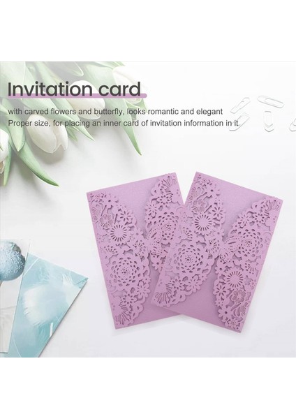 10PCS/SET Hassas Oyma Kelebekler Romantik Düğün Partisi Davetiyesi Düğün Için Davetiyeler Hafif Mor (Yurt Dışından) fırsatları