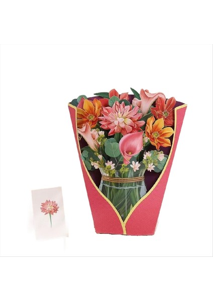 Pop-Up Kartlar Sevgili Dahlia 13 8 Inç Hayat Boyutlu Sonsuza Dek Çiçek Buket 3D Pop-Up Tebrik Kartları Notla (Yurt Dışından)