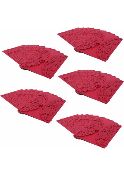 50PCS/SET Hassas Oyma Kelebekler Romantik Düğün Partisi Davetiye Kart Zarf Davetiyeleri Düğün Kırmızı (Yurt Dışından)