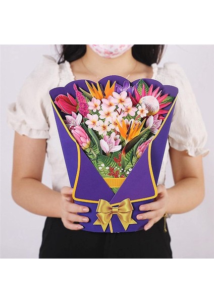 Pop-Up Buket Pop-Up Kağıt Çiçek Buket Tebrik Kartı Anneler Günü Kadın Paskalya Kartı Bowtie B (Yurt Dışından) modelleri