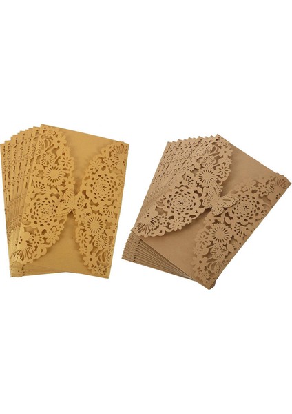 20PCS Narin Oyma Kelebekler Romantik Düğün Davetiyesi Düğün Için Davetiyeler Altın Bej ve Altın Sarı (Yurt Dışından)