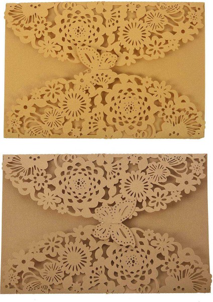 20PCS Narin Oyma Kelebekler Romantik Düğün Davetiyesi Düğün Için Davetiyeler Altın Bej ve Altın Sarı (Yurt Dışından) fiyatları