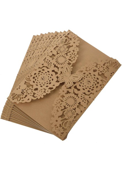 20PCS Narin Oyma Kelebekler Romantik Düğün Davetiyesi Düğün Için Davetiyeler Altın Bej ve Altın Sarı (Yurt Dışından) fırsatları