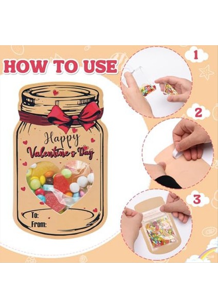 60PCS Kraft Paper Candy Jar Sevgililer Kartları Sevgililer Günü Şeker Tutucu Kart Kavanoz Happy Sevgililer Günü Değişim Kartları (Yurt Dışından) fırsatları