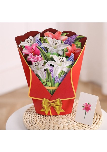 Çiçek Blossom Buket Pop-Up Kartı Anneler Günü 3D Çiçek Buket Kartları Çiçek Sepeti Tebrik Kartı A (Yurt Dışından) fiyatları