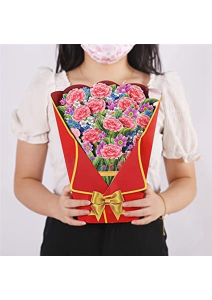 Pop-Up Buket Pop-Up Kağıt Çiçek Buket Tebrik Kartı Anneler Günü Kadın Paskalya Kartı Bowtie A (Yurt Dışından) fiyatları