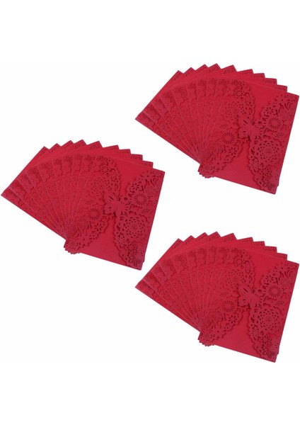 40PCS Narin Oyma Kelebekler Romantik Düğün Davetiyesi Düğün Için Davetiye Davetiyeleri Kırmızı (Yurt Dışından)