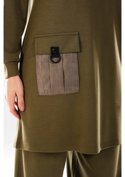 2286_KADIN Kapüşonlu Körüklü Cepli D Tokalı 2'li Takım – Pensli Harem Pantolonlu Tesettür Spor Takım indirimleri