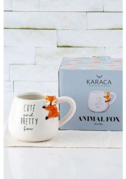 Animal Fox Seramik Kupa Desenli 483 ml Tek Parça Şık Tasarım Beyaz modelleri