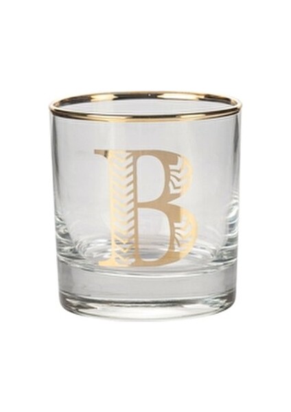 Monogram Bardak B 300 ml Altın Çizgili Cam Desenli Şık Sunum