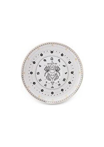 Yengeç Burcu Kahve Fincanı Porselen Desenli 90 ml 2 Parçalı Beyaz Renk