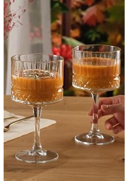 Elysıa Kokteyl Bardağı 6'lı Set Şeffaf Cam Desenli 500 ml Şık Sunum İçin fiyatları
