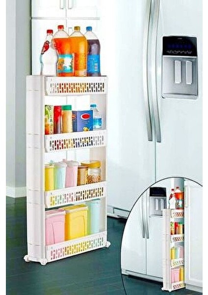 Tekerlekli 4 Katlı Düzenleyici Raf Polipropilen Plastik Malzeme ile Mutfak ve Banyo İçin modelleri