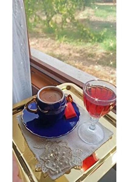 6 Adet Paslanmaz Çelik Kare Tepsi Seti Altın Renk 21x21 cm Zarif Sunum İçin