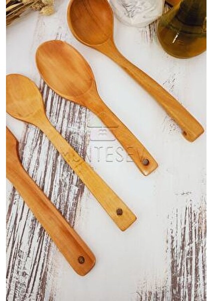 4 Parça Ahşap Mutfak Kaşık Seti Doğal Malzemelerle Sağlıklı Kullanım İçin indirimleri