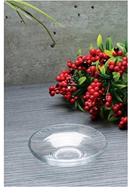 Çay Tabağı 6'lı Set Yerli Üretim Şeffaf Cam 101 mm Ağız Çapı fırsatları