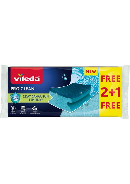 3'lü Pro Clean Oluklu Bulaşık Süngeri