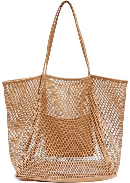 Taşınabilir Örgü Çanta Çocuk Depo Çantaları Yüzme Plaj Çantası Havlu Için Kadın Kozmetik Makyaj Çantası Kahverengi (Yurt Dışından)