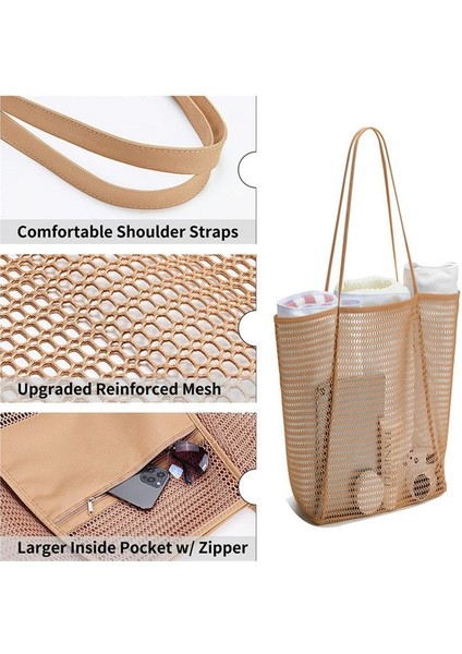 Taşınabilir Örgü Çanta Çocuk Depo Çantaları Yüzme Plaj Çantası Havlu Için Kadın Kozmetik Makyaj Çantası Kahverengi (Yurt Dışından) fiyatları