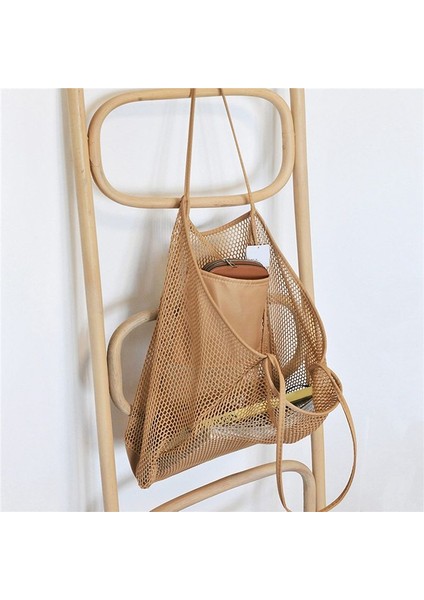 Taşınabilir Örgü Çanta Çocuk Depo Çantaları Yüzme Plaj Çantası Havlu Için Kadın Kozmetik Makyaj Çantası Kahverengi (Yurt Dışından) fırsatları