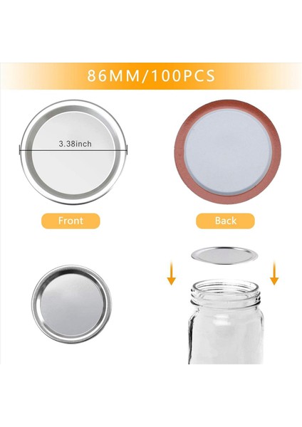 300 Adet Genişliğinde Ağız 86 mm Kavanoz Konserve Kapakları Yeniden Kullanılabilir Sızıntı Geçirmez Bölünmüş Tip Gümüş Kapaklar Silikon Contalar Halka (Yurt Dışından) fiyatları