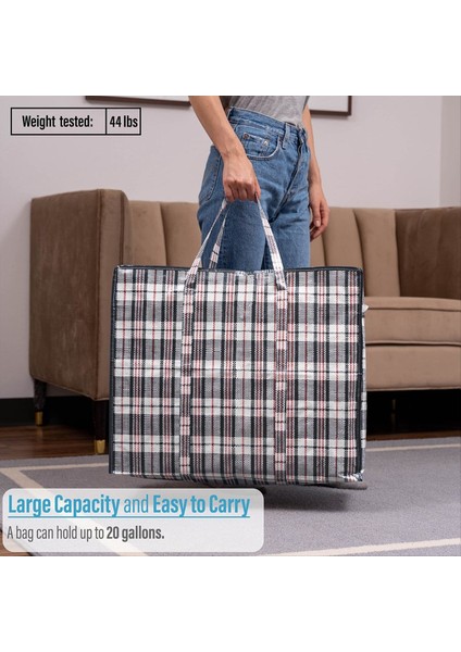 Stripe Dokuma Çanta Ekstra Büyük Kapasiteli Depolama Hareketli Çantalar Giysi Yorgan Baget Bagaj Paketleme Paketi Fermuarlı Tote (Yurt Dışından) indirimleri