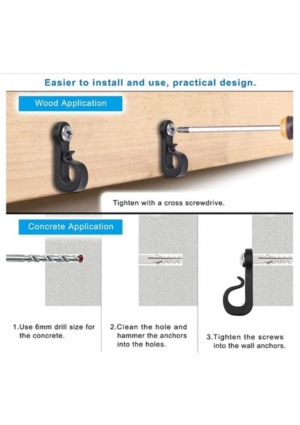 50pcs Ana Sayfa Noel Işıkları Askı Kancaları Garaj için Vida ile Yeni Yıl Partisi Açık Mekan Kolay Sürüm Tel (Yurt Dışından) fırsatları