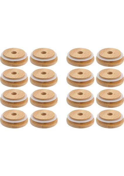 2x Yeniden Kullanılabilir Bambu Kavanoz Kapakları 70MM Bambu Mason Kavanoz Kapakları Geniş Ağız Mason Kavanozu Için Saman Delikli (Yurt Dışından)