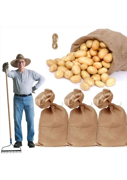 4pcs Ağır Hizmet Tipi Büyük Çuval Bezi Çantaları 40X24 Inç Kalınlaşmış Jüt Patates Depolama Çuvalları 32 8ft Halat Yeniden Kullanılabilir Patates Çantaları (Yurt Dışından) indirimleri
