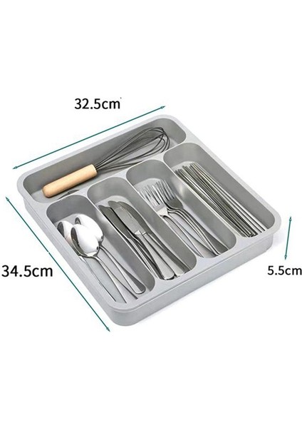 Çekmece Için Plastik Çatal Bıçak Tepsisi Mutfak Için Mutfak Sofra Takımı Sofra Düzenleyicisi Standart Çekmeceye 5 Bölmeye Uygun (Yurt Dışından) indirimleri