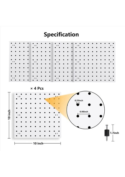 8 Adet Pegboard Duvar Organizatörü Beyaz Pegboard Duvar Asılı Zanaat Odası Için Pegboard Garaj Mutfak Oturma Odası (Yurt Dışından) modelleri