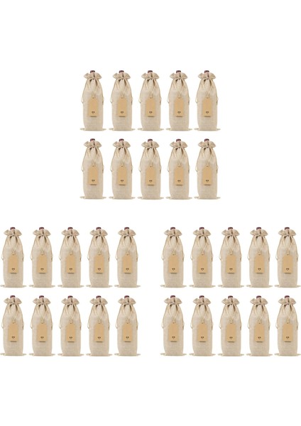 Çuval Bezi Şarap Çantaları Şarap Çantaları Drawstrings Tek Yeniden Kullanılabilir Şarap Şişesi Kapakları Halat ve Etiketler (30 Pc) (Yurt Dışından)
