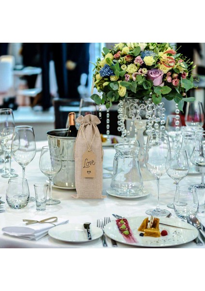 Çuval Bezi Şarap Çantaları Şarap Çantaları Drawstrings Tek Yeniden Kullanılabilir Şarap Şişesi Kapakları Halat ve Etiketler (30 Pc) (Yurt Dışından) modelleri