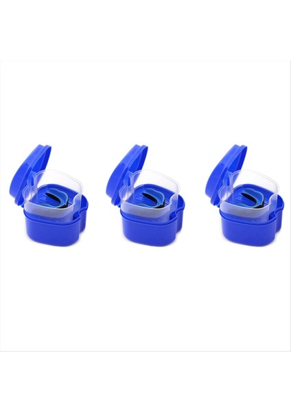 3x Koyu Mavi Protez Kasası Süzgeçli Takma Diş Kabı Protez Banyosu Kutusu Yanlış Diş Kutusu Sepet Net Kap Tutucusu (Yurt Dışından)