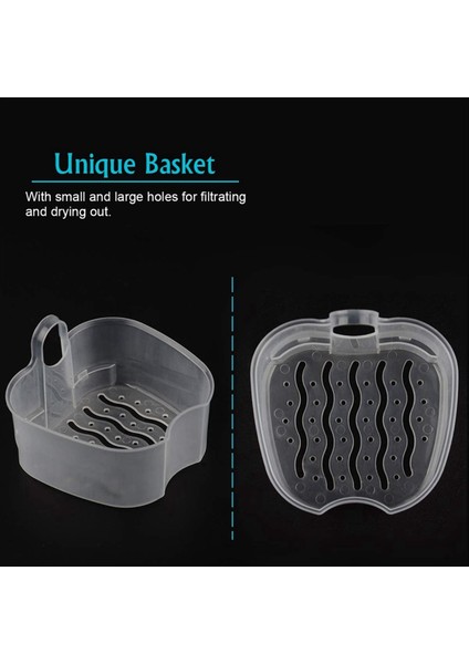 3x Koyu Mavi Protez Kasası Süzgeçli Takma Diş Kabı Protez Banyosu Kutusu Yanlış Diş Kutusu Sepet Net Kap Tutucusu (Yurt Dışından) fırsatları