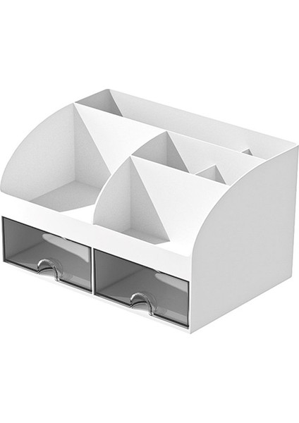 6 Bölmeli ve 2 Küçük Çekmeceli Masa Organizatör Ofis Organizatörü Kalem Tutucular Için Masa Depolama Kutusu Uzak Beyaz (Yurt Dışından)