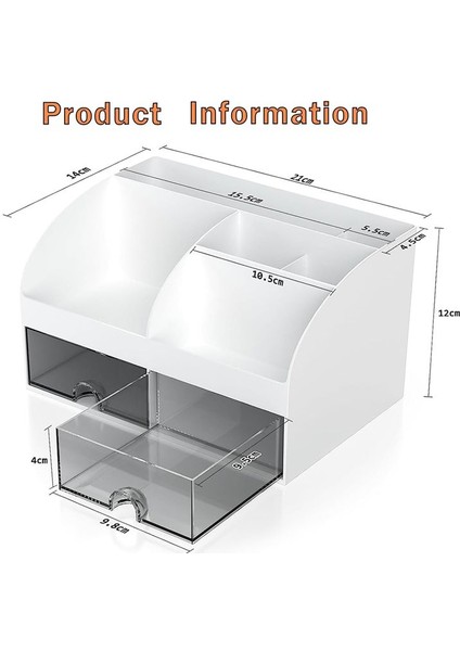 6 Bölmeli ve 2 Küçük Çekmeceli Masa Organizatör Ofis Organizatörü Kalem Tutucular Için Masa Depolama Kutusu Uzak Beyaz (Yurt Dışından) fiyatları