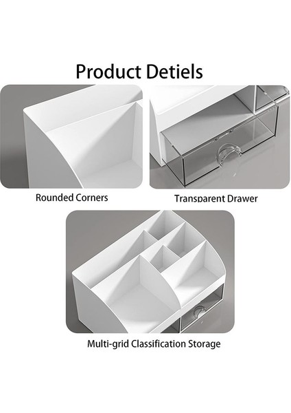 6 Bölmeli ve 2 Küçük Çekmeceli Masa Organizatör Ofis Organizatörü Kalem Tutucular Için Masa Depolama Kutusu Uzak Beyaz (Yurt Dışından) fırsatları