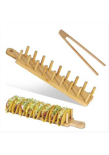 Bambu Taco Tepsisi Beklemeli 8 Taco Shell Tutucu Çok Kullanımlı Gıda Tepsisi Charcuterie Tepsisine Izin Verir (Yurt Dışından) fiyatları