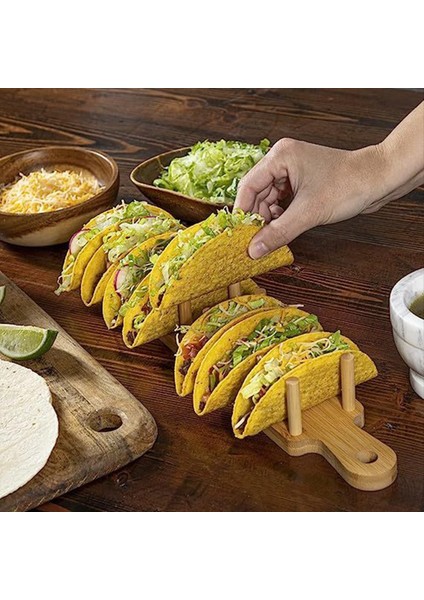 Bambu Taco Tepsisi Beklemeli 8 Taco Shell Tutucu Çok Kullanımlı Gıda Tepsisi Charcuterie Tepsisine Izin Verir (Yurt Dışından) fırsatları