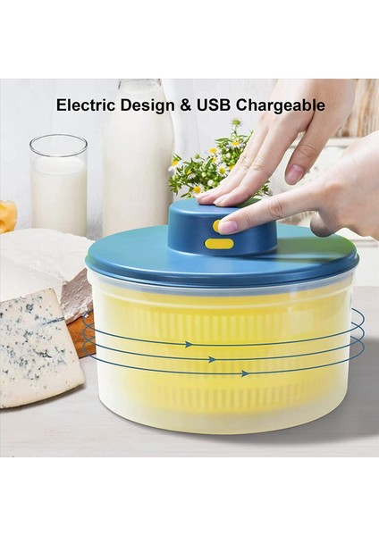 2x Elektrik Salatası Spinner - Marul Sebze Kurutucu USB Şarj Edilebilir Hızlı Kurutma Marul Meyve Iplik Çekili (Yurt Dışından) indirimleri