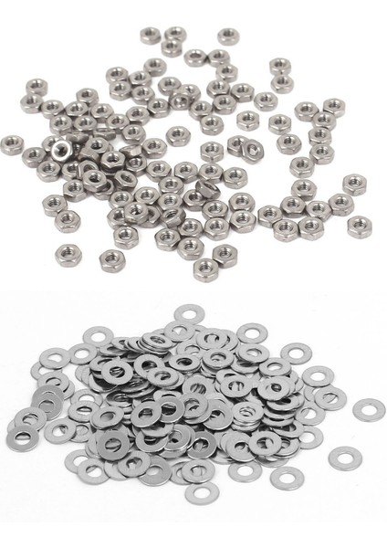 300 Pcs M2 Paslanmaz Çelik Bağlantı Elemanı 100 Pcs DIN934 Metrik M2 Altı Hex Somunlar ve 200 Pcs DIN125 Düz Yavru Ara Parçaları (Yurt Dışından)