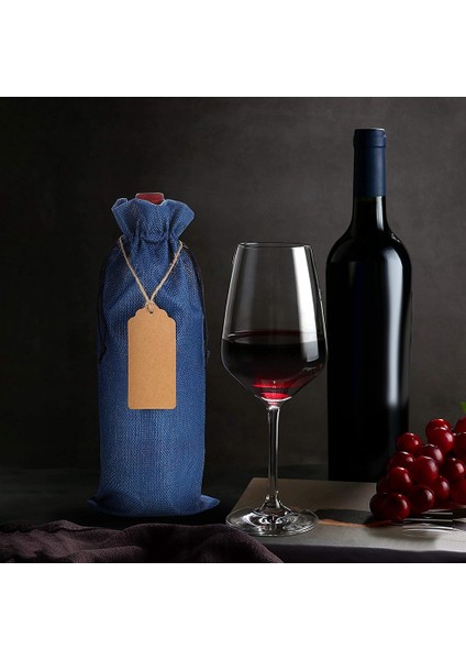 Yeniden Kullanılabilir Çuval Bezi Şarap Çantası 12 Adet Şarap Şişesi Çantaları Noel Düğün Doğum Günü Parti (Mavi) Için (Yurt Dışından) indirimleri