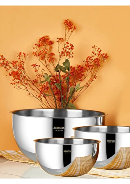 3 Parça Paslanmaz Çelik Karıştırma Kabı Seti 16 cm 20 cm 24 cm Hijyenik ve Dayanıklı indirimleri