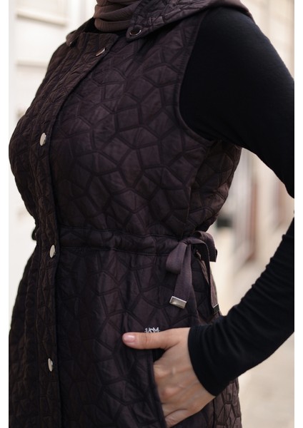 Şirin Kapüşonlu Kapitone Yelek - 7005