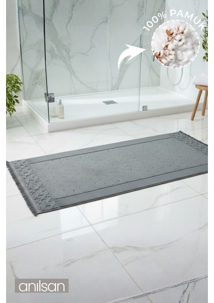 Fesun Antrasit Ayak Havlusu - 60X130CM, 690GR, %100 Pamuk, Spa ve Otel Banyo Paspası, Günlük Kullanıma Uygun