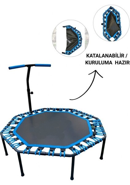 Sekizgen Katlanabilir Trambolin – Ev Tipi Katlanır Zıplama Mavi Trambolin
