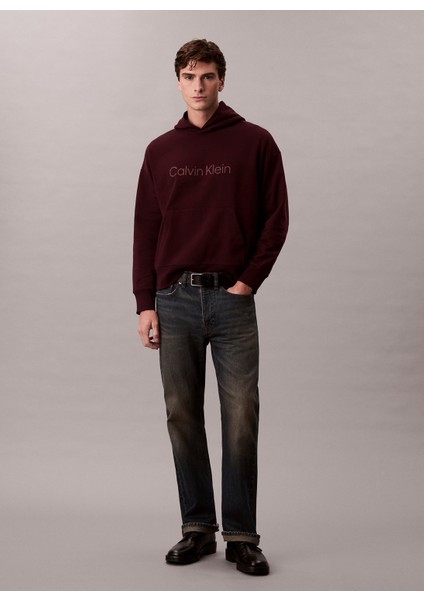 Bisiklet Yaka Kırmızı Erkek Sweatshırt LV14LD229GGR9_LS Standard Logo Prem