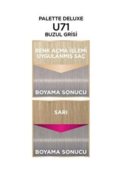 Deluxe U71 Elmas Grisi Saç Boyası Buzul Grisi Krem Formda 2 Adet Uzun Süre Kalıcı Etki