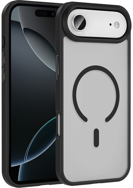 iPhone 17 Air Kılıf M-Safe Şarj Özellikli Mat Arka Yüzey Blt Sio Kapak - Siyah
